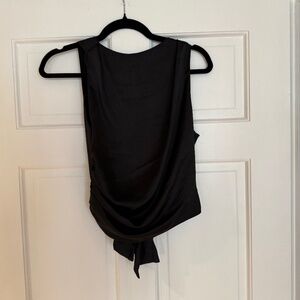 Black Silk Backless Top with Tie